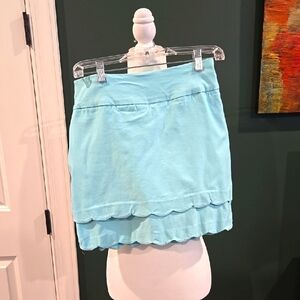 Light Blue Scalloped Hem Skort